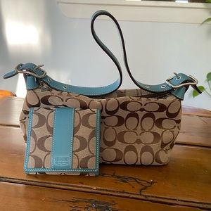 Coach Canvas Monogram Mini Baguette Bag & matching wallet